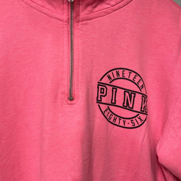PINK Victoria's Secret Women's Pink 1/4 Zip Pullover Sweatshirt XS - Picture 3 of 9